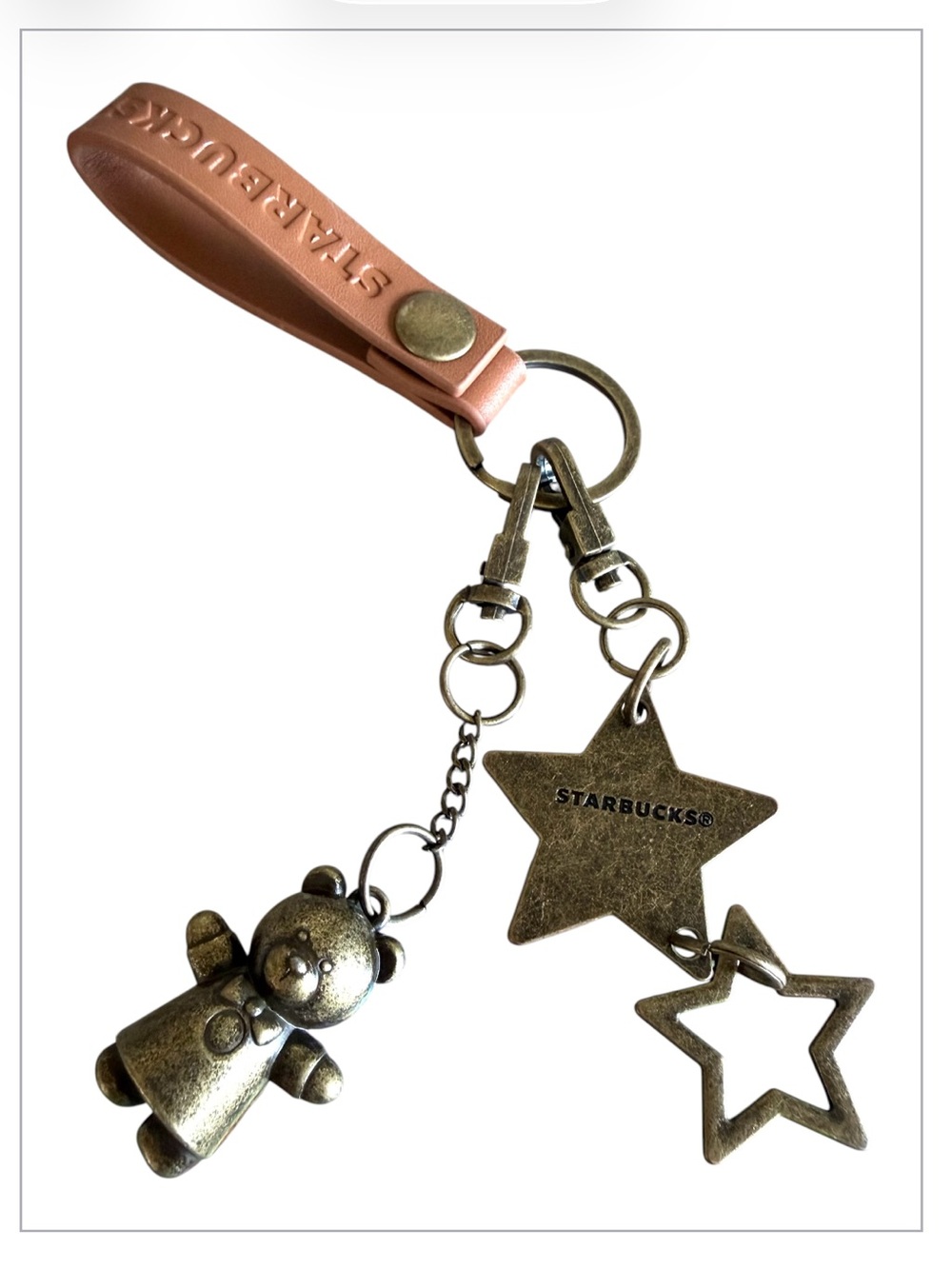 Starbucks Japan exclusive Keyring with Antique Bronze Star & Bear Charms NEW